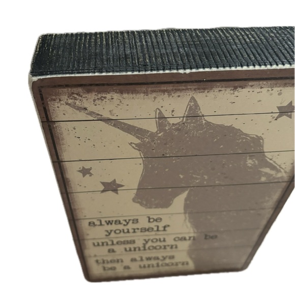 Designs by Cathy 7x10 Unicorn Wood Box Sign Black and Cream - Picture 2 of 5